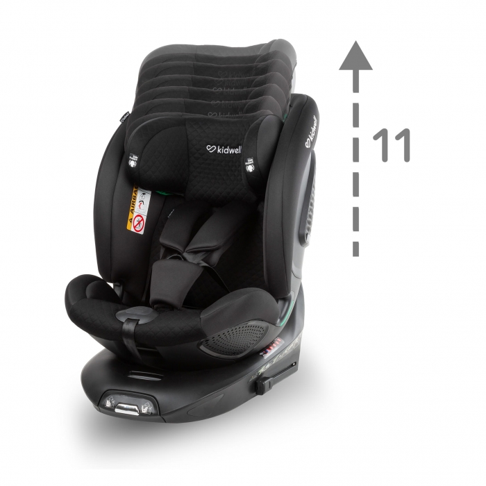 Scaun auto Kidwell GoCar Negru cu isofix, grupa 40-135 cm, i-Size, omologare R129, rotativ 360, protectie laterala ASP - 1