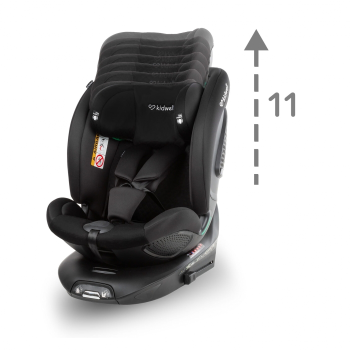 Scaun auto Kidwell GoCar Negru-Gri cu isofix, grupa 40-135 cm, i-Size, omologare R129, rotativ 360, protectie laterala ASP - 1