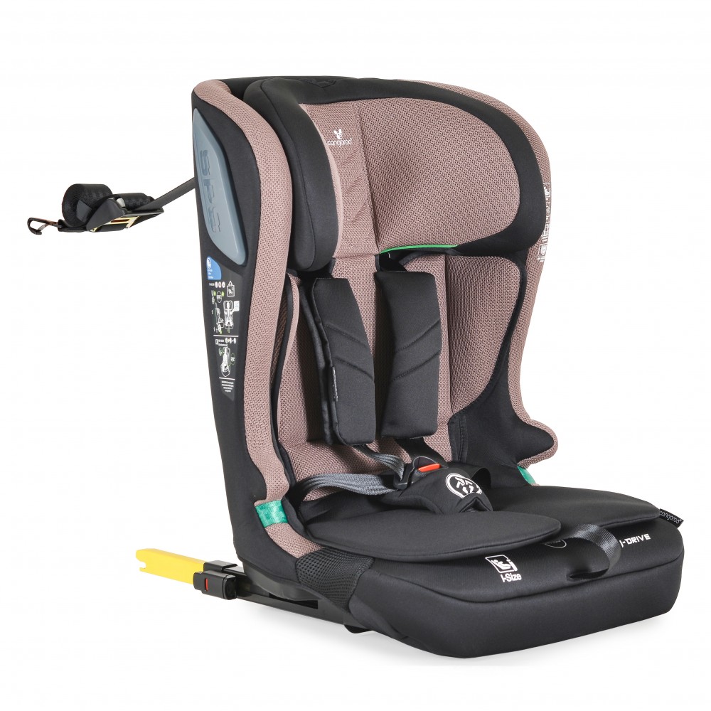 Scaun auto cu Isofix Cangaroo I-Drive Powder Puff I-Size 76-150cmModel Pliabil compactInaltime reglabilaCenturi de sigurantaTop TetherSistem protectie impact lateral SPSTetiera reglabilaHusa detasabilaPerna reductor