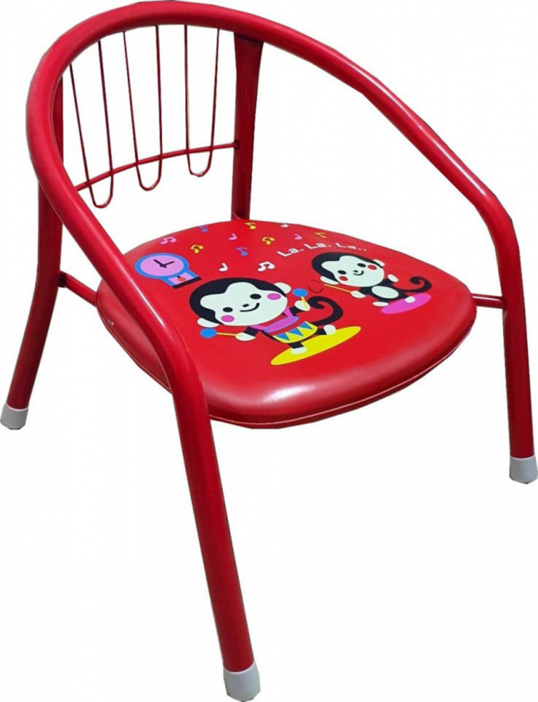 Scaun metalic pentru copii Novokids Little Chair Rosu, Sezut moale cu sunete, Interior si exterior, Dimensiuni 36x36x34 cm, Vopsea lucioasa