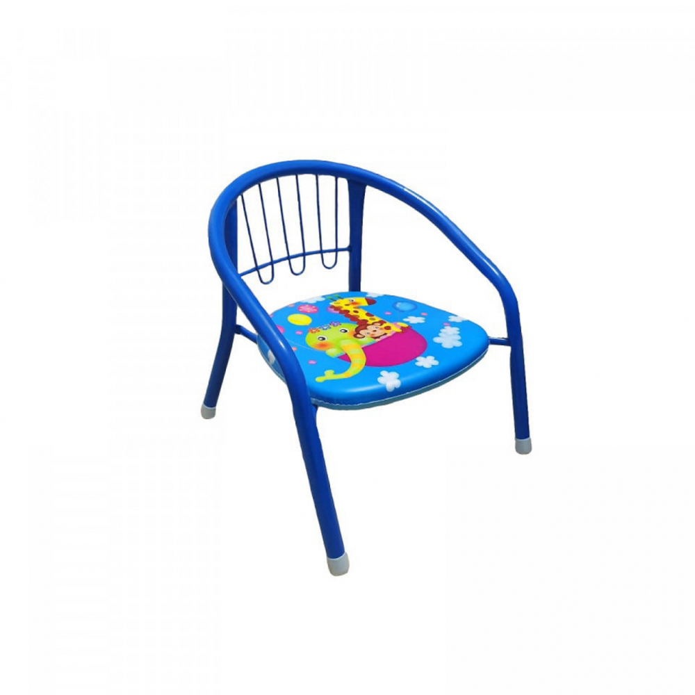 Scaun metalic pentru copii Novokids Little Chair Albastru, Sezut moale cu sunete, Interior si exterior, Dimensiuni 36x36x34 cm, Vopsea lucioasa