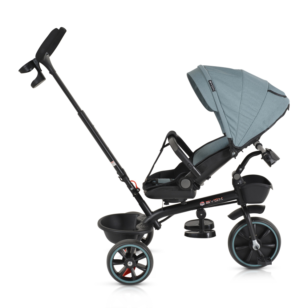 Tricicleta pentru copii Byox Summer Blue cu roti Eva, maner parental detasabil, scaun rotativ, spatar reglabil si suport picioare - 2 | YEO