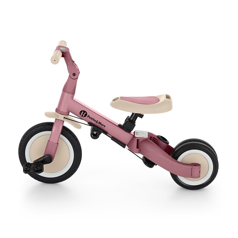 Tricicleta pentru copii PetiteMars Turbo Dusty Rose 5 in 1 Multifunctionala, Vehicul de impins, Bicicleta cufara pedale, Cu maner de ghidaj, Detasabil, Roti din cauciuc, Pana la 25 kg, 1.5-5 ani - 1 | YEO