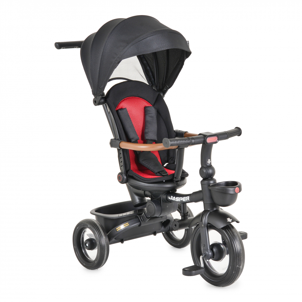 Tricicleta pentru copii Byox Jasper Black pliabila cu maner parental spatar reglabil scaun rotativ