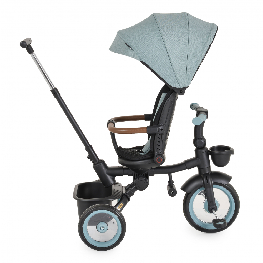 Tricicleta pentru copii Byox Jasper Green pliabila, cu maner parental, spatar reglabil, scaun rotativ, greutate admisa 25 kg - 1 | YEO