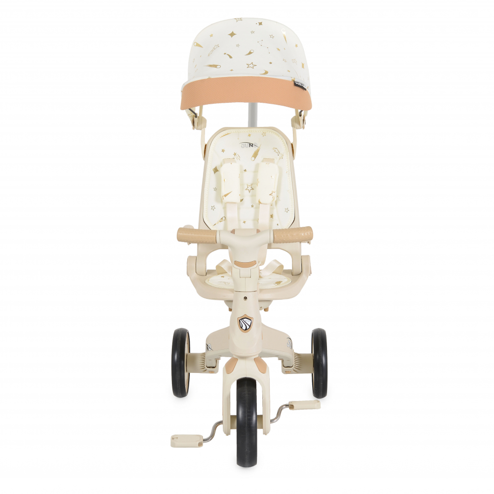 Tricicleta pentru copii Byox Juno Beige multifunctionala, scaun rotativ, spatar si maner reglabil, roti Eva, de la 1 an - 1 | YEO