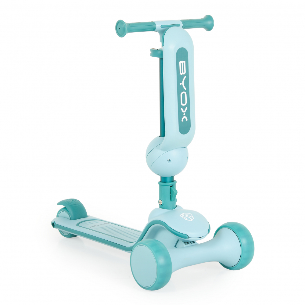 Trotineta 2in1 pentru copii Byox Evo Mint de la 18 luni, cu scaunel pliabil, roti ABEC-5 din PU cu lumini LED, Ghidon cu inaltime reglabila 63-75 cm si frana spate - 4