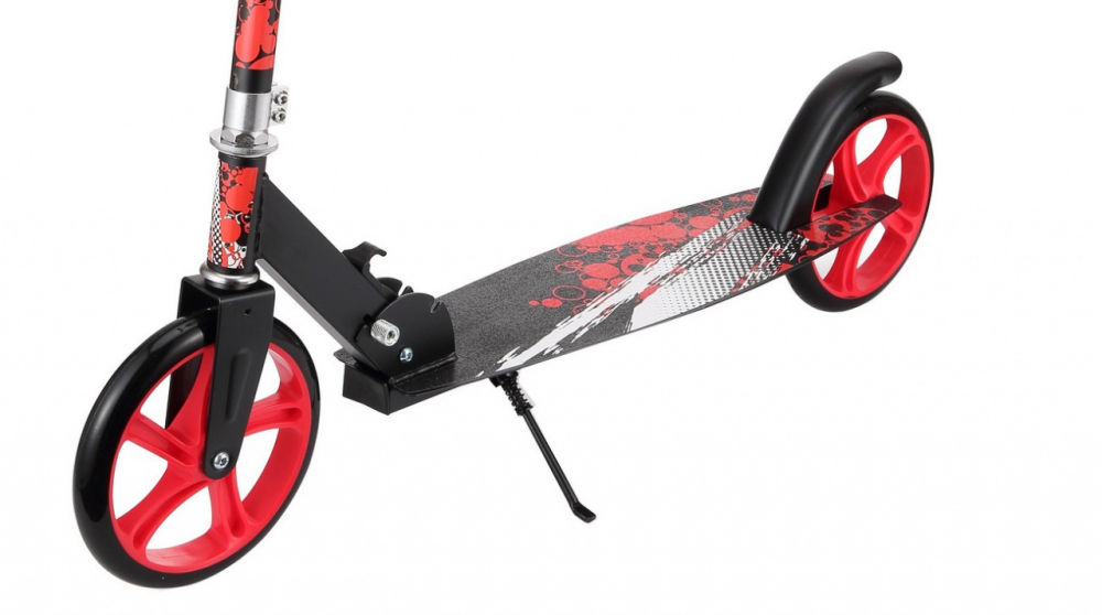 Trotineta pentru copii si adolescenti Novokids Storm Camo Pro Rosu Camuflaj, greutate suportata 100 kg, functie Super Brake, maner reglabil pe inaltime, diametru roata 200 mm - 1 | YEO