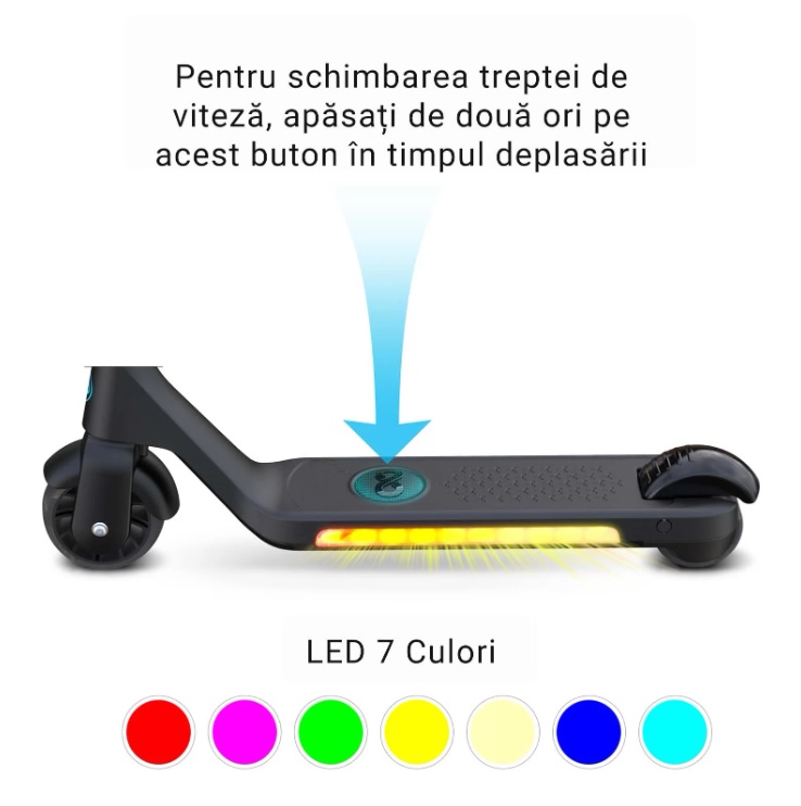 Trotineta electrica GentleKids negru, cu lumini LED, ghidon reglabil, putere 80w, greutate suportata 50 kg, viteza maxima 5-8 kmh, varsta 3 ani+ - 1 | YEO