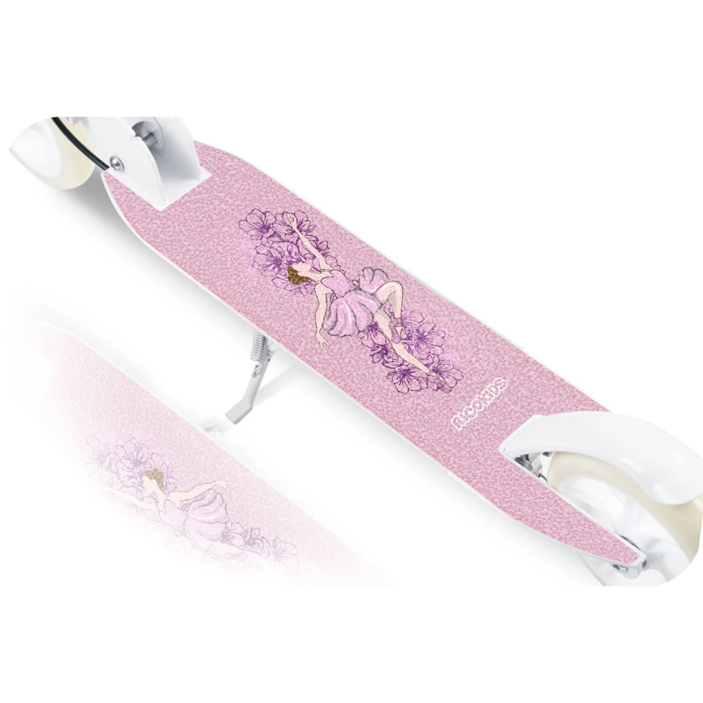 Trotineta pentru copii Ricokids Kodi Ballerina pliabila, inaltime ghidon reglabila, platforma antiderapanta, roti din PU rezistente, rulmenti ABEC-7, 2 frane de mana si picior, manere ergonomice pliabile si cric - 1 | YEO