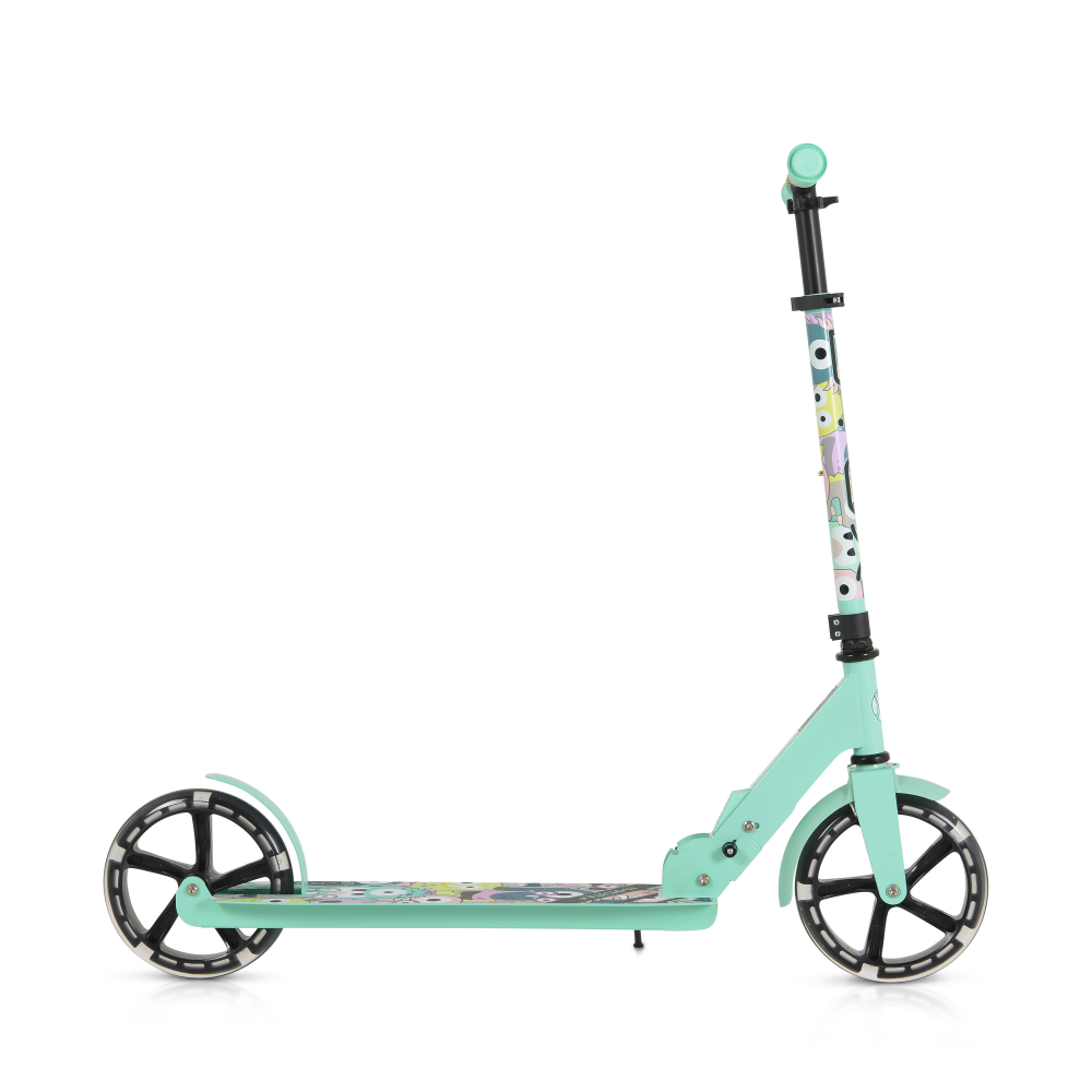 Trotineta pliabila pentru copii de la 6ani,cu ghidon din aluminiu,roti ABEC-7 din PU cu lumini LED,inaltime ghidon ajustabila,frana de picior si cric Byox Monster Green - 3