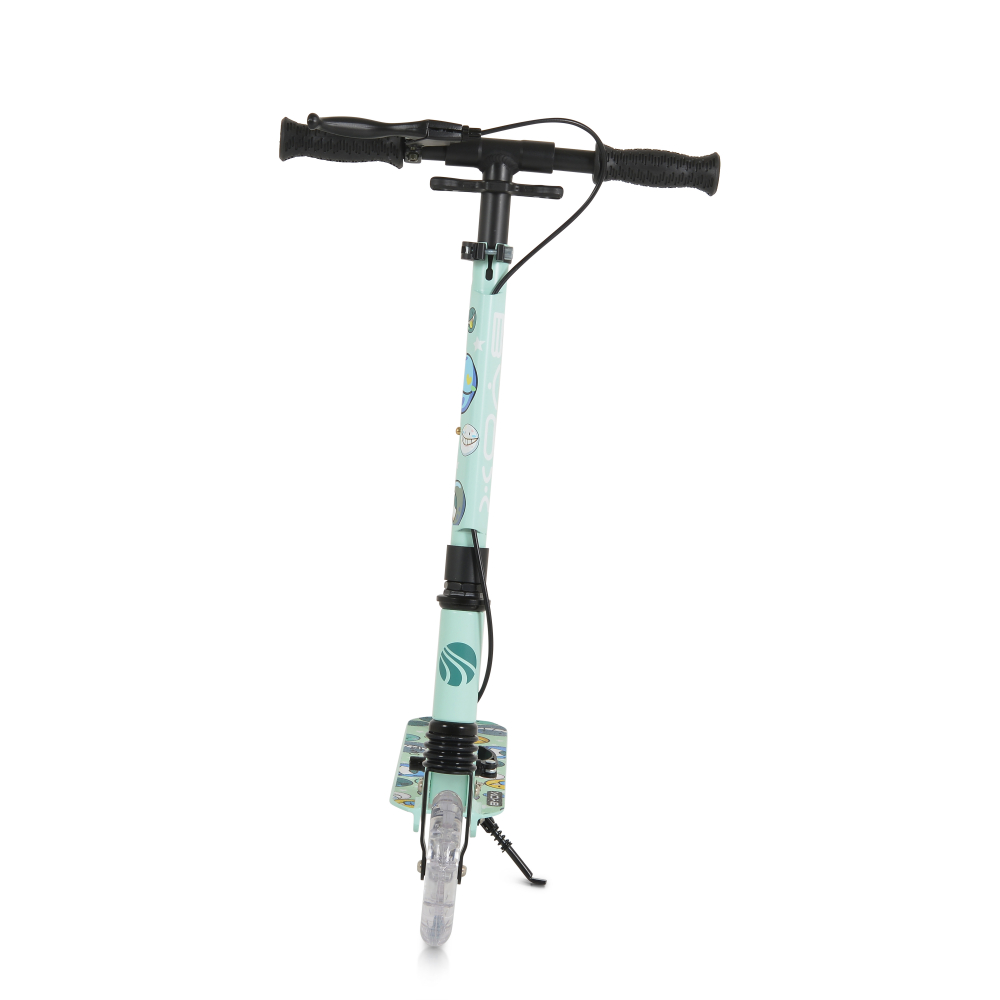 Trotineta pliabila pentru copii de la 8ani,cu cadru din aluminiu,roti ABEC-7 din PU cu lumini LED,inaltime ghidon ajustabila,frana de mana si cric inclus Byox Snazzy Verde - 2