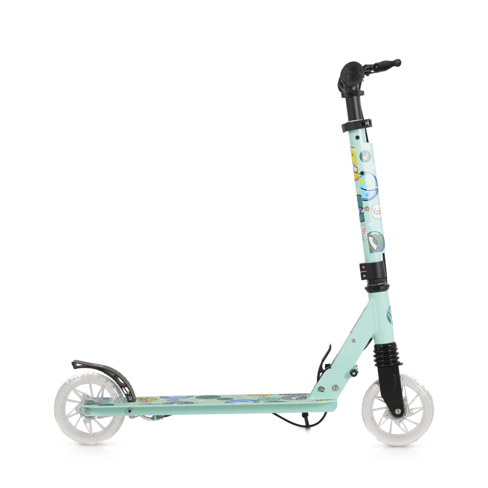 Trotineta pliabila pentru copii de la 8ani,cu cadru din aluminiu,roti ABEC-7 din PU cu lumini LED,inaltime ghidon ajustabila,frana de mana si cric inclus Byox Snazzy Verde - 3