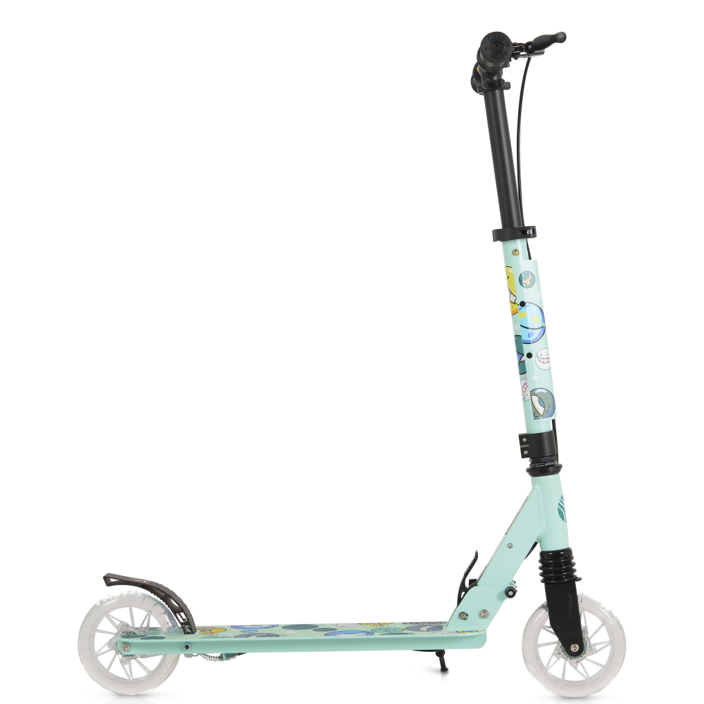 Trotineta pliabila pentru copii de la 8ani,cu cadru din aluminiu,roti ABEC-7 din PU cu lumini LED,inaltime ghidon ajustabila,frana de mana si cric inclus Byox Snazzy Verde - 4
