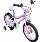 Bicicleta pentru copii Novokids Crystal Bike Roz, Roti 16 inch, Maxim 35 kg, Cadru din otel, Roti ajutatoare, Ghidon si sa reglabile pe inaltime