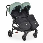 Carucior pentru gemeni, Cangaroo, cu Baldachin extensibil, suport pentru picioare reglabil, roti fata din PU cu rotatie 360, dimensiune 97 x 75 x 104 cm, 2Gether Iceberg Green