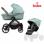Carucior pentru copii Buba Kanatitza Mentha 2 in 1 cu suspensii, scaun reversibil, rucsac, suport pahar, plasa insecte si husa ploaie