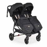 Carucior pentru gemeni, Cangaroo, cu Baldachin extensibil, suport pentru picioare reglabil, roti fata din PU cu rotatie 360, dimensiune 97 x 75 x 104 cm, 2Gether Modern Black