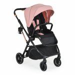 Carucior transformabil 2in1 cu sezut reversibil,pana la 4 ani sau 22kg,spatar reglabil,capotina XXL cu 4 sectiuni,pliere compacta cu unitatea scaunului,roti rezistente,husa picioare si geanta incluse Moni Bingo Pink-icing