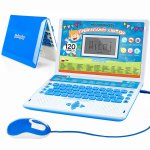 Laptop educational bilingv, cu ecran LCD, 120 de functii educative, invatarea Alfabetului, exercitii de Matematica, muzica si jocuri, 24 x 18 x 4 cm Blue