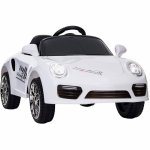 Masinuta electrica pentru copii Novokids Beetle Mini Car Alb cu acumulator, telecomanda, melodii si lumini, greutate suportata 30 kg, usi cu deschidere, 2 viteze, MP3