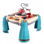Masuta interactiva 2 in 1 cu multi-activitati, Pian, Proiector de stele, Pian, nave spatiale detasabile, angrenaje rotative, Sunete si Lumini, 34 x 29 cm