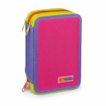 Penar echipat Color Block Basic cu 3 fermoare 18 markere si 18 creioane colorate 13x20x6.5 cm