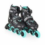 Role reglabile marime 34-37 pentru copii cu roti din PU,baza din aluminiu,inchidere cu sireturi,curea Velcro si catarama dubla Byox Dazzle Teal