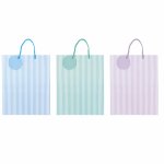 Sacosa Pastel cu dungi din hartie cu maner din snur 26x32.5x12.7 cm