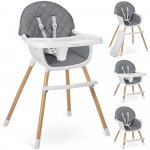 Scaun de masa multifunctional 3in1 pentru copii cu masuta reglabila si detasabila,husa din PU usor de curatat,suport picioare,transformabil in scaunel clasic Nukido Lilo Grey