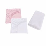 Set 2 cearsafuri patut 90x50 cm bumbac alb roz + Protectie impermeabila