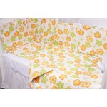 Set complet 7 piese lenjerie si aparatori patut 120x60 cm din bumbac model floricele