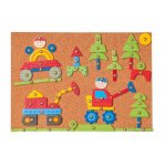 Set de constructie Woodyland Tabla de pluta cu pioneze si ciocan