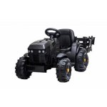 Tractor electric pentru copii Novokids Super Tytan Farmer XXL Negru cu acumulator, remorca, melodii si USB , varsta 3-8 ani , baterie 12V, 2 viteze, lumini
