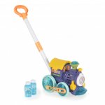 Trenulet generator de Baloane din Sapun, cu baterii, Sunete, Lumini, maner de impins si 2 sticlute cu lichid, 52 x 25 x 18 cm, Blue