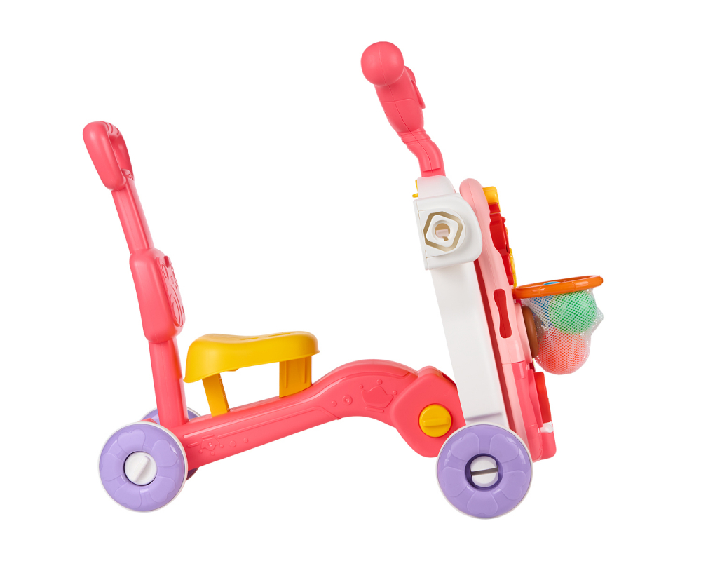 Antepremergator 4in1 pentru copii KikkaBoo Sweet Escape Pink transformabil in vehicul fara pedaletrotinetamasuta activitati, Panou interactiv cu muzica si lumina,Roti cu banda antialunecare,Maner reglabil,Roti cu blocare - 3