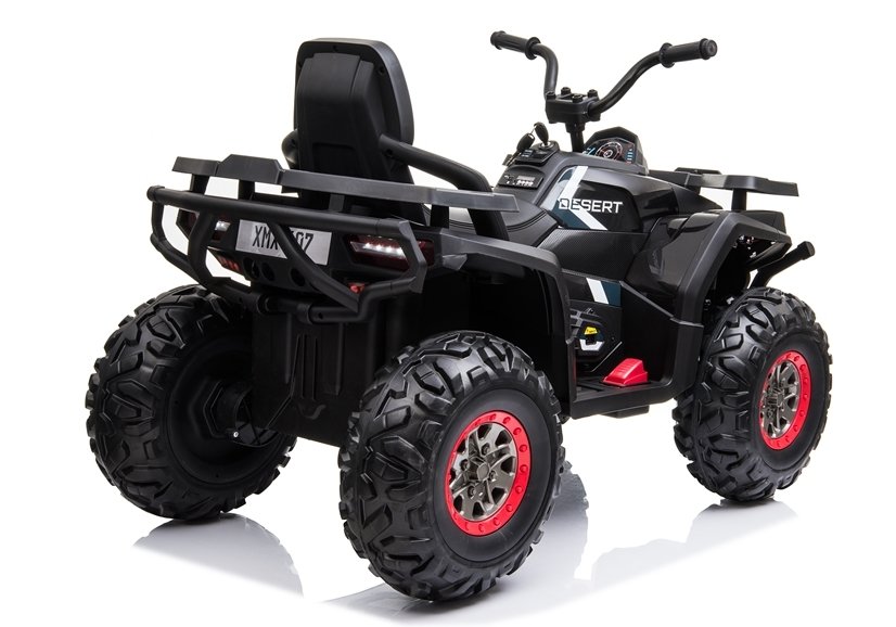 Atv electric pentru copii Nichiduta Desert 90W Black, Acumulator 12V 7Ah, Telecomanda 2.4G, Roti din cauciuc EVA, Pornire la cheie, Unitate audio cu muzica si display, Suspensii,Spatar inalt - 2