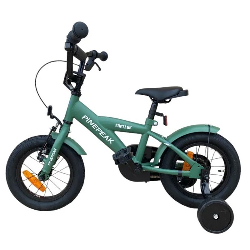 Bicicleta pentru copii Procart Verde cadru din otel, roti 12 inch, reglare inaltime, frana v-brake, stop si far, roti ajutatoare - 6