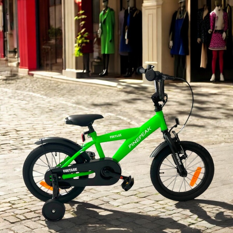 Bicicleta pentru copii Procart Verde 14 inch, roti ajutatoare detasabile, cadru otel 21.5 cm, manere cauciucate, ghidonsa reglabile - 6