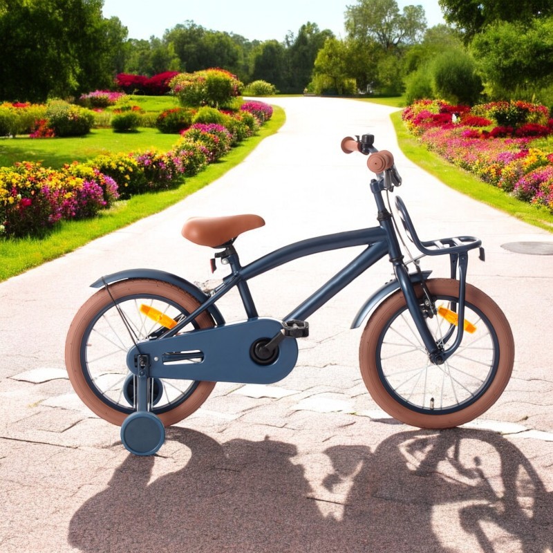 Bicicleta pentru copii Procart Cool Boy Bleumarin 16 inch, cadru otel 26 cm, frana v-brake, suport frontal, roti ajutatoare, far - 2 | YEO