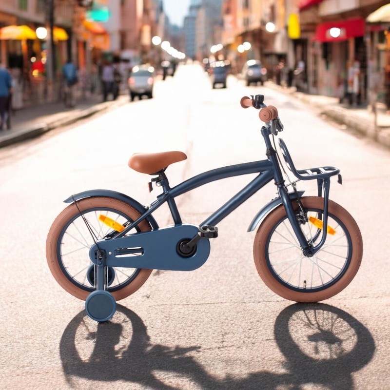 Bicicleta pentru copii Procart Cool Boy Bleumarin 16 inch, cadru otel 26 cm, frana v-brake, suport frontal, roti ajutatoare, far - 3
