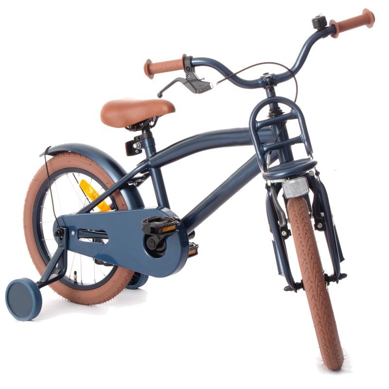 Bicicleta pentru copii Procart Cool Boy Bleumarin 16 inch, cadru otel 26 cm, frana v-brake, suport frontal, roti ajutatoare, far - 4