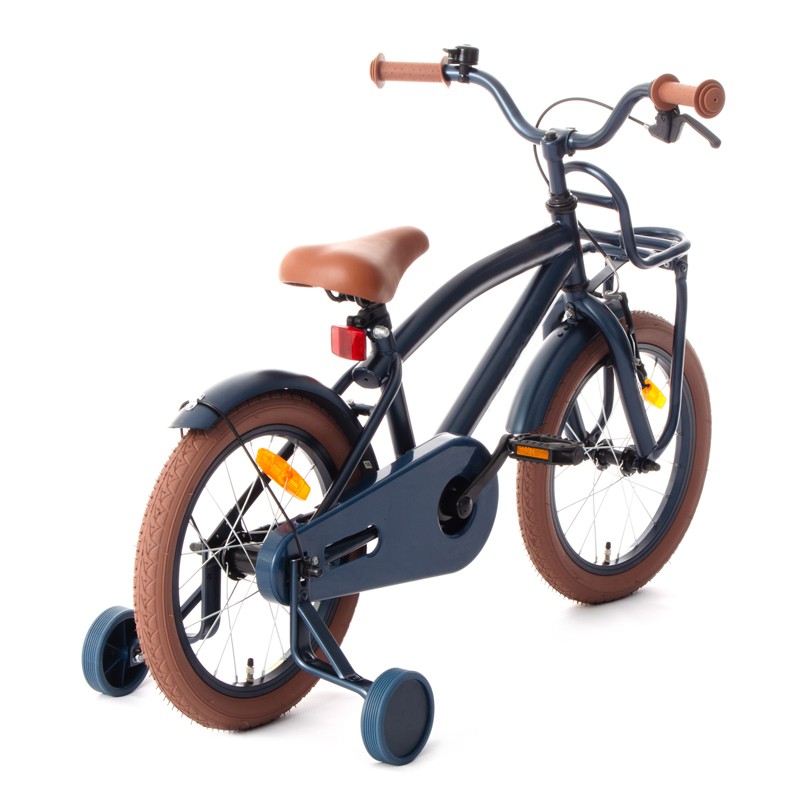 Bicicleta pentru copii Procart Cool Boy Bleumarin 16 inch, cadru otel 26 cm, frana v-brake, suport frontal, roti ajutatoare, far - 6