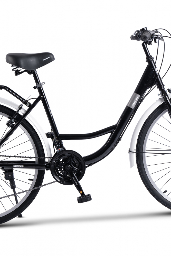 Bicicleta City Classic, Echipare Linie Carpat, 21 Viteze, roti 26 Inch, fV-Brake, Rich R2632A, Negru - 3