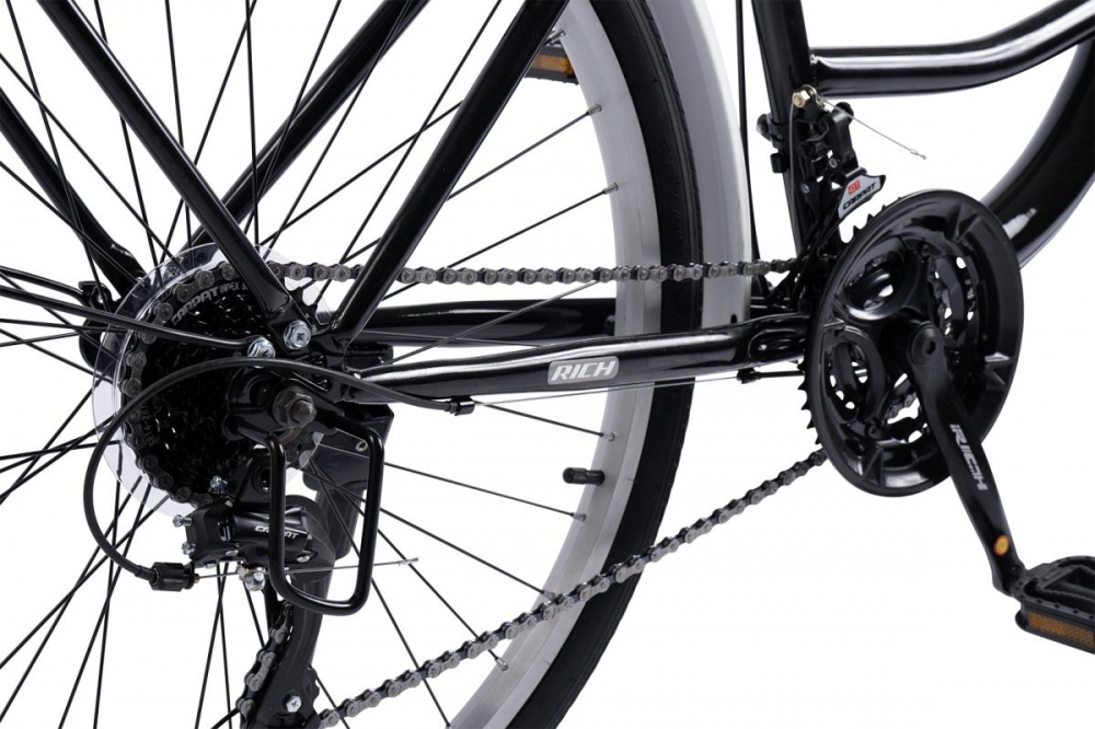 Bicicleta City Classic, Echipare Linie Carpat, 21 Viteze, roti 26 Inch, fV-Brake, Rich R2632A, Negru - 5