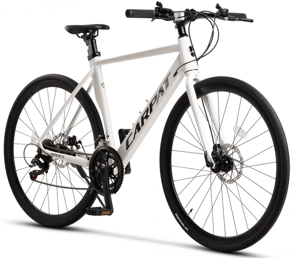Bicicleta CityGravel Carpat Pathfinder 3.0 C28314G AlbNegru roti 28 inch 14 viteze inaltime utilizator 150-165 cm greutate suportata 120 kg