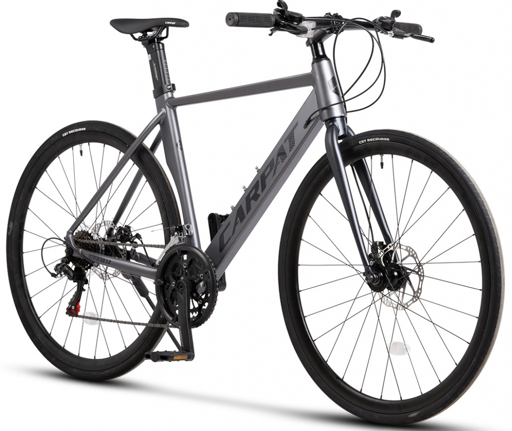 Bicicleta CityGravel Carpat Pathfinder 3.0 C28314G GriNegru roti 28 inch 14 viteze inaltime utilizator 150-165 cm greutate suportata 120 kg