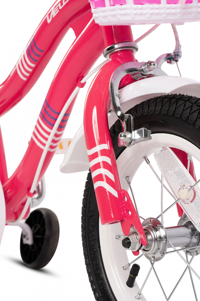 Bicicleta Copii 3-5 ani Velors V1404B fucsia, roti 14 inch, inaltime utilizator 90-105 cm, greutate suportata 80 kg - 4
