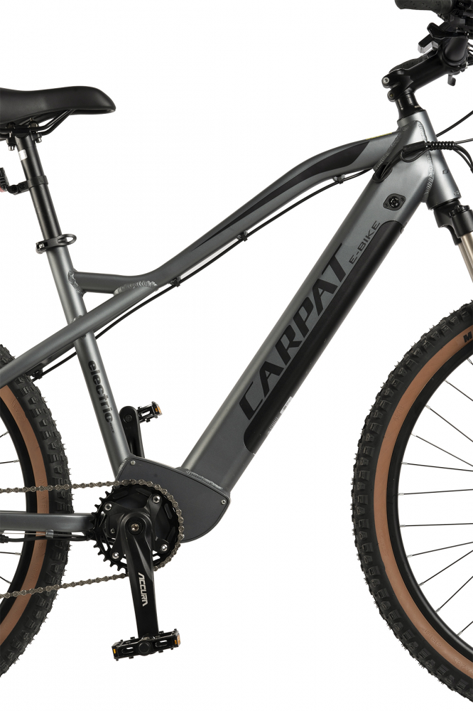 Bicicleta Electrica Carpat C275H7E GriNegru MTB Hidraulica E-Bike, roti 27.5 inch, 11 viteze, motor 250W, autonomie Max 60 km, baterie integrata in cadru Litiu-Ion 36V 10.4Ah - 1 | YEO