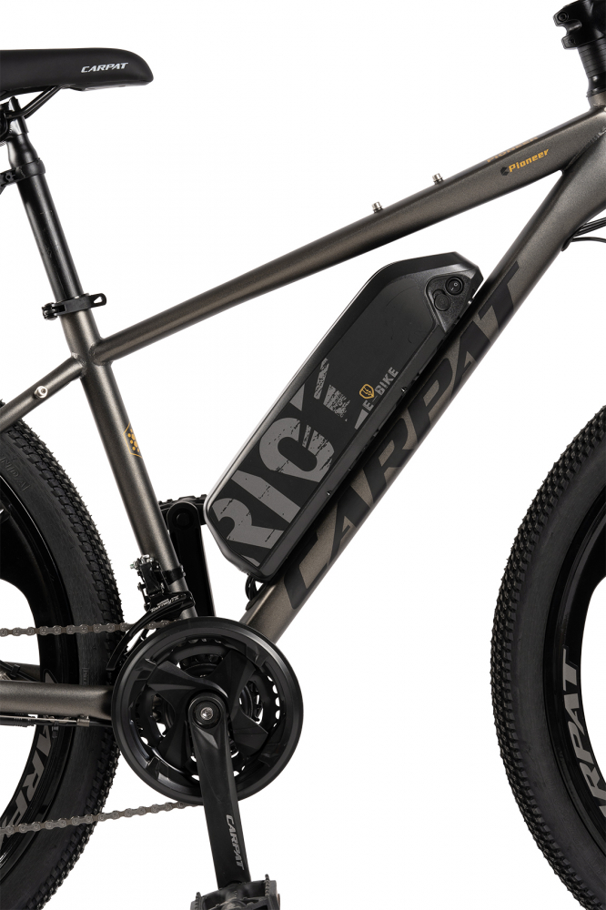 Bicicleta Electrica MTB E-Bike Carpat Pioneer C27517E GriNegru, Shimano Tourney TZ, Roti magneziu 3 spite 27.5 Inch, Motor 250W, Autonomie Max 60 Km, 21 viteze, Frane Mecanice pe Disc - 1 | YEO